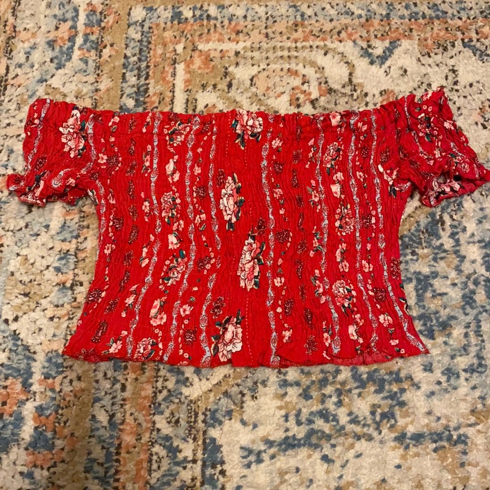 Red Off The Shoulder Crop Top